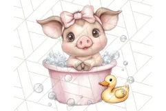 Farm Animal Babies in Bubble Bath PNG, Nursery Clipart Product Image 2