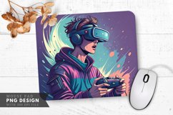 Virtual Reality Gamer with Dynamic Mouse Pad PNG Design Product Image 1
