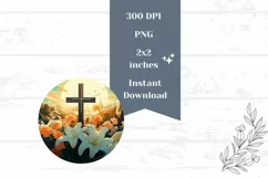 Floral Cross Earrings, Christian Cross Earrings Sublimation Product Image 2