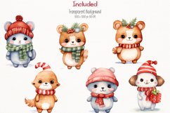 Animals Christmas Watercolor 26 Cliparts Collection Product Image 2