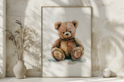 Watercolor Teddy Bear Wall Art Print Product Image 2