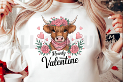 Highland Cow Valentine Cute Cow With Roses And Hearts Product Image 2