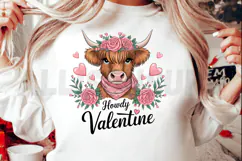 Highland Cow Valentine Cute Cow With Roses And Hearts Product Image 2