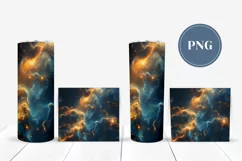 Cosmic Tumbler Sublimation, Gold Glitter Tumbler Design Product Image 2