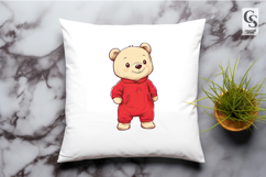 Cute Teddy Bear in Red Outfit Clipart Sublimation PNG Product Image 3