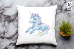 Watercolor Blue Unicorn Clipart Sublimation PNG Product Image 2