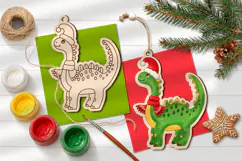 Christmas Long Neck Dino Ornament Laser Cut Glowforge Product Image 3