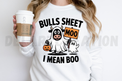 Funny Halloween Fall Highland Cow Ghost Sublimation PNG Desi Product Image 2