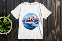 Snow Cabin Scenery clipart sublimation png Product Image 3