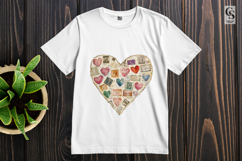 Vintage Letter Heart Collage Clipart Sublimation PNG Product Image 2