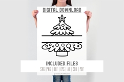 Christmas Tree Split Monogram SVG Outline Holiday Design Product Image 2