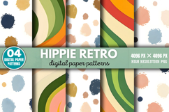 Hippie Retro Digital Paper Background PNG Product Image 1