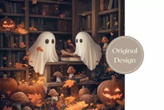 Cartoon Halloween Tumbler Wrap, Cute Ghosts Tumbler PNG Product Image 2