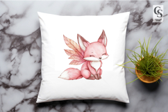 Pink Fairy Fox Watercolor Clipart Sublimation PNG Product Image 2
