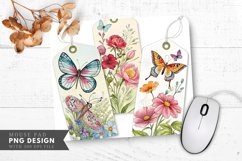 Butterfly And Floral Gift Tags Mouse Pad PNG Design Product Image 1