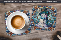 Snowman Coaster Sublimation, Christmas Coaster PNG Design Product Image 1