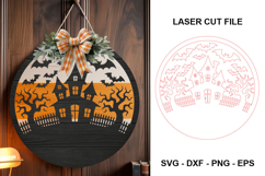 Haunted House Halloween Laser Cut Sign SVG Product Image 2
