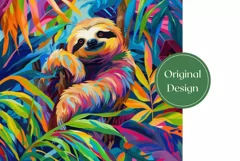 Sloth Tumbler Wrap Design, Tropical Leaves Tumbler PNG Product Image 2