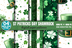 St Patricks Day Shamrock Digital Background Paper PNG Product Image 1