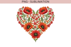 Floral Heart PNG | Red Poppy Flower Heart Clipart | Romantic Product Image 2