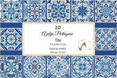 Watercolor Blue Portuguese Tiles|Blue Azulejo Seamless Tiles Product Image 1