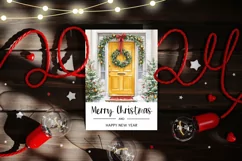 Merry Christmas Greeting Card, Cozy Christmas Door PNG Product Image 2