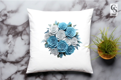 Blue and White Rose Bouquet Clipart Sublimation PNG Product Image 3
