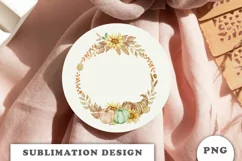 Watercolor Autumn Pumpkins wreath png Product Image 2