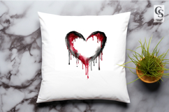 Dripping Gothic Heart Watercolor Clipart Sublimation PNG Product Image 3