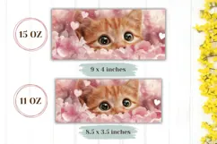 Cute Cat Mug PNG, Love Hearts Mug Print, Animals Mug Design Product Image 2