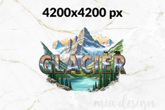 Glacier National Park PNG, Vintage Mountain Lake Sublimation Product Image 2
