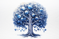 Blue Christmas Watercolor clipart PNG Product Image 2
