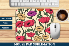 Poppy Flower Mouse Pad | Mouse Pad Sublimation Product Image 1