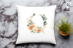 Peach Botanical Floral Wreath Clipart Sublimation PNG Product Image 3