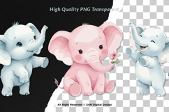15 Bundle Watercolor Elephant Baby Blue and Pink Fun Animal Product Image 2