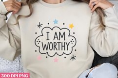 I Am Worthy PNG, Retro Positive Sublimation PNG Product Image 1