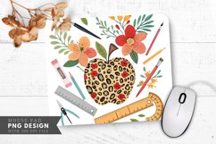 Leopard Spot Apple with Bright Flowers Mouse Pad PNG Product Image 1