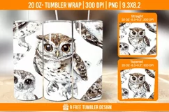 Cute Owl Seemless Tumbler Wrap Designs, Sublimation Wrap Product Image 1