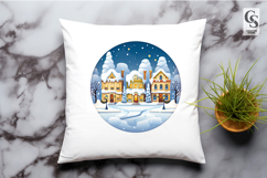 Snowy Village Street Scene Clipart Sublimation PNG Product Image 2