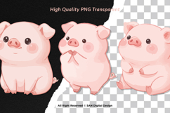 15 Bundle Watercolor Chubby Pig Pink Lazy Cute Hog Farm Product Image 2