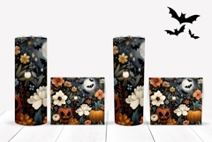 Cartoon Halloween Tumbler Print, Halloween Bats Tumbler PNG Product Image 2