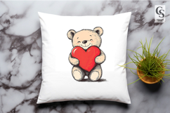 Cute Teddy Bear With Heart Clipart Sublimation PNG Product Image 3