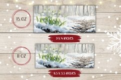 Winter Forest Mug Wrap, Winter Flowers Coffee Mug Template Product Image 2