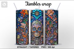 Stained Glass Skull Tumbler, 20 oz Tumbler Wrap Product Image 4