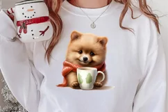 Christmas Dog And Coffee Clipart, Christmas Clipart Product Image 2