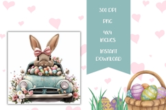 Floral Easter Car Square Coaster, Easter Animals Sublimation Product Image 2