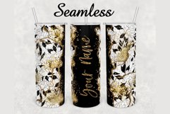 Flower Gold Glitter Agate 20 oz sublimation design tumbler Product Image 1