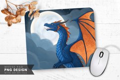Moonlit Blue Dragon with Orange Wings Mouse Pad PNG Design Product Image 1