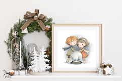 Christmas crystal snow globe digital paper, background clipa Product Image 2