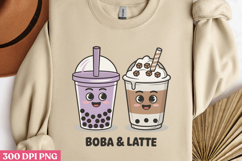 Boba &amp; Latte PNG, Boba Sublimation PNG Product Image 2